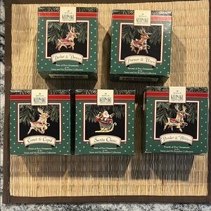 Hallmark Santa and Reindeer Ornament Collection - #1-2-3-4-5 in series